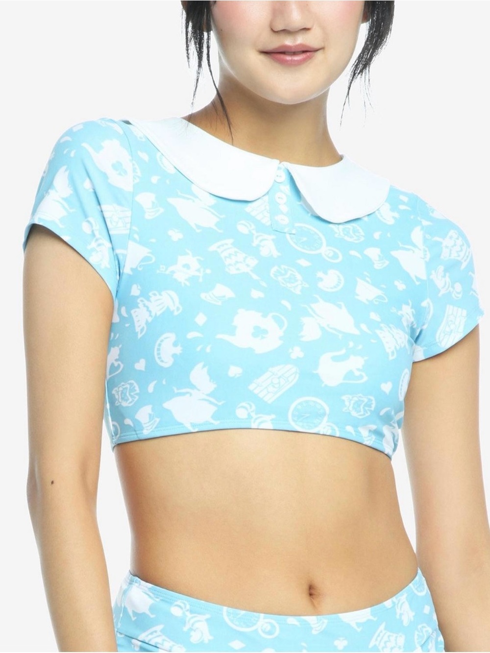 Hot Topic Alice in Wonderland Swim Top Girlie Crop Top  XL Women